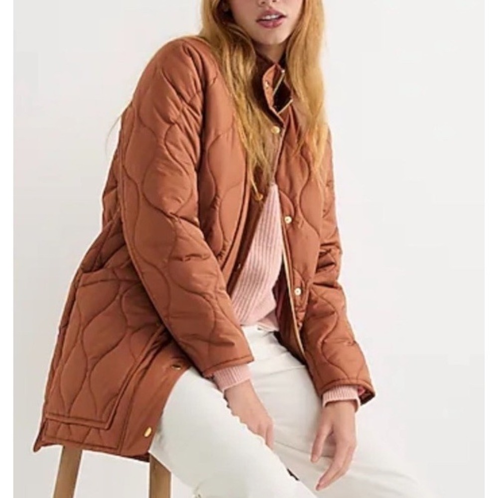 J. CREW DARK NUTMEG‎ QUILTED COCOON PUFFER JACKET WITH PRIMALOFT SZ M(look Pict)